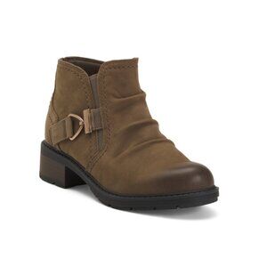 CLARKS Tan Wide Suede Zylay Faye Comfort Boots